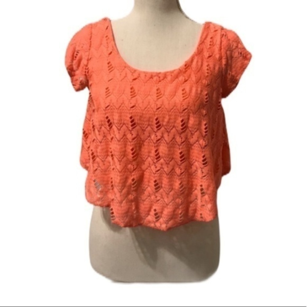 Charlotte RUSSE Pink Lace Crop Top